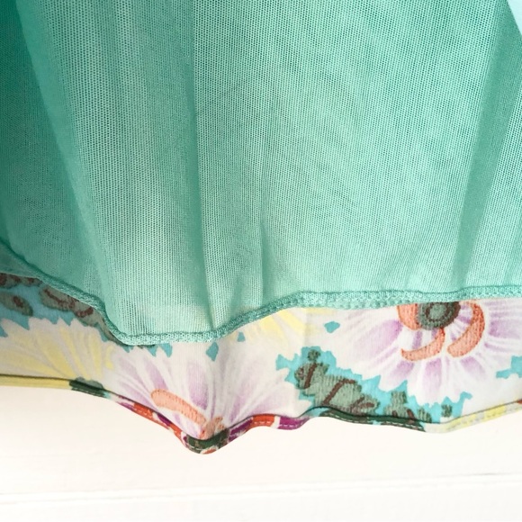 Vtg Emanuel Ungaro Floral Flower Butterfly Print Turquoise Viscose Midi Skirt 46 - Picture 13 of 17